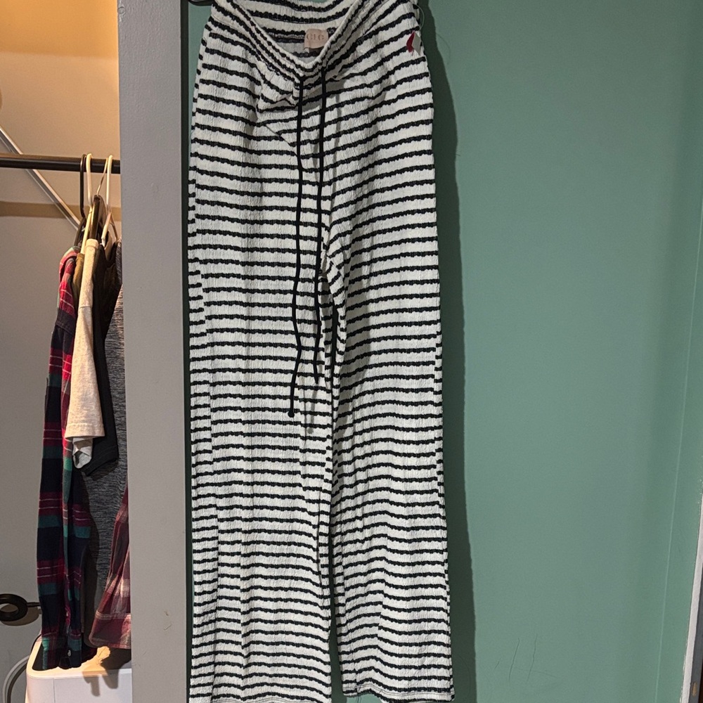 GLO Jeans Black and White Striped Joggers